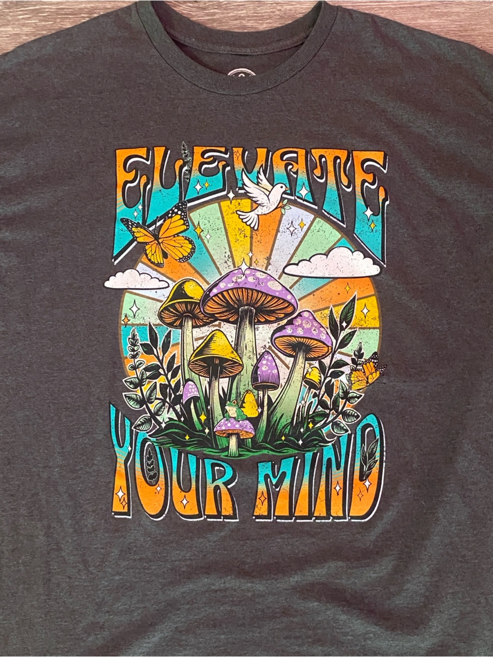 Elevate Your Mind Graphic Tee — Mushroom Sunrise DOM XL